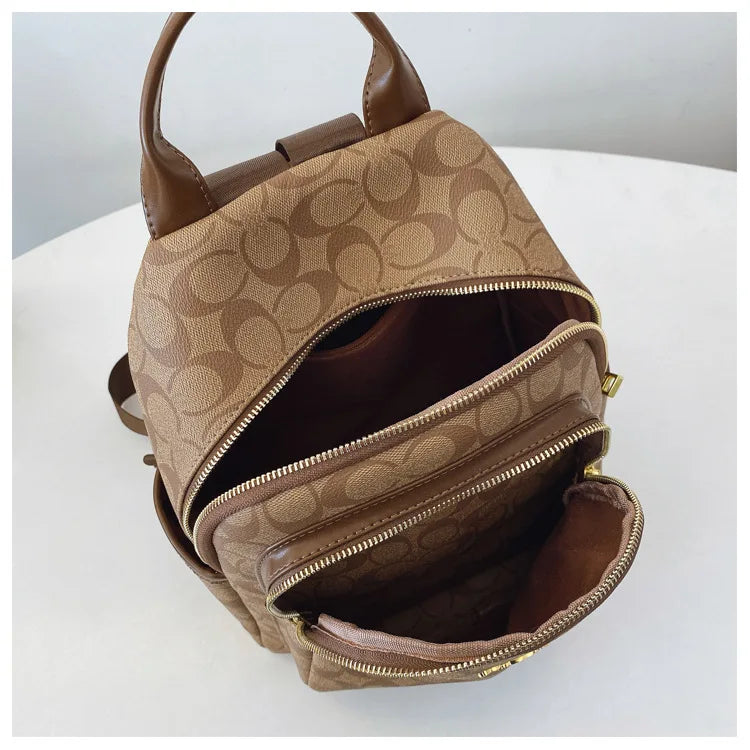 Large-capacity casual women's backpack with vintage textured coating, suitable for travel. luxecrown.co.uk