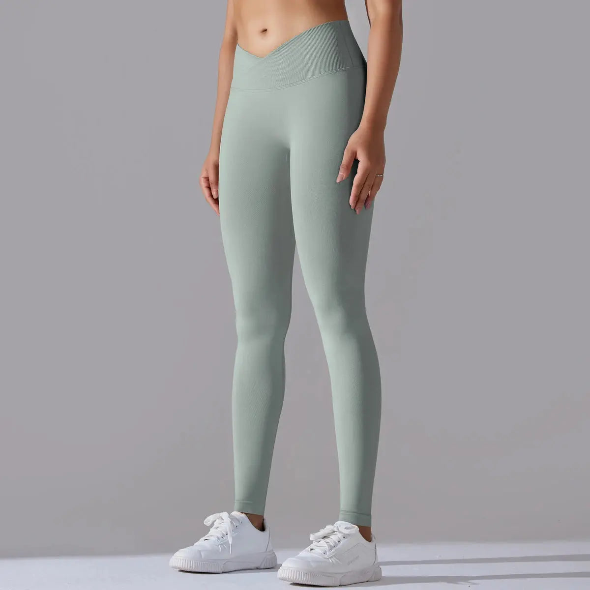Seamless Yoga Pant Cross Over Waistband Sports Fitness Legging Women High Waist Gym Scrunch Butt Running Workout Leggings luxecrown.co.uk