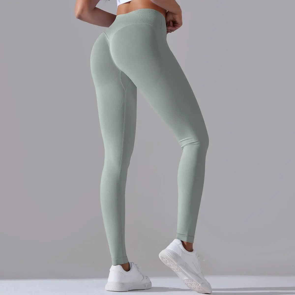 Seamless Yoga Pant Cross Over Waistband Sports Fitness Legging Women High Waist Gym Scrunch Butt Running Workout Leggings luxecrown.co.uk