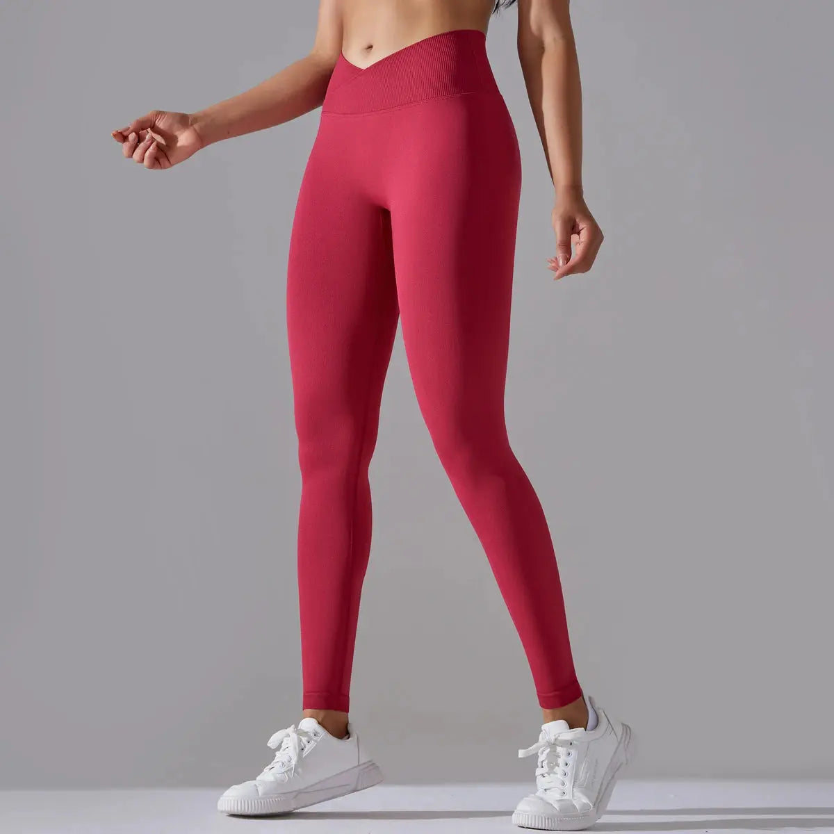 Seamless Yoga Pant Cross Over Waistband Sports Fitness Legging Women High Waist Gym Scrunch Butt Running Workout Leggings luxecrown.co.uk