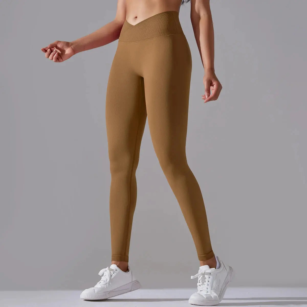 Seamless Yoga Pant Cross Over Waistband Sports Fitness Legging Women High Waist Gym Scrunch Butt Running Workout Leggings luxecrown.co.uk