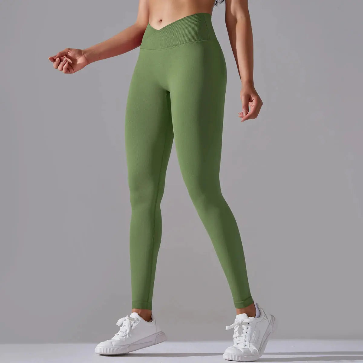 Seamless Yoga Pant Cross Over Waistband Sports Fitness Legging Women High Waist Gym Scrunch Butt Running Workout Leggings luxecrown.co.uk
