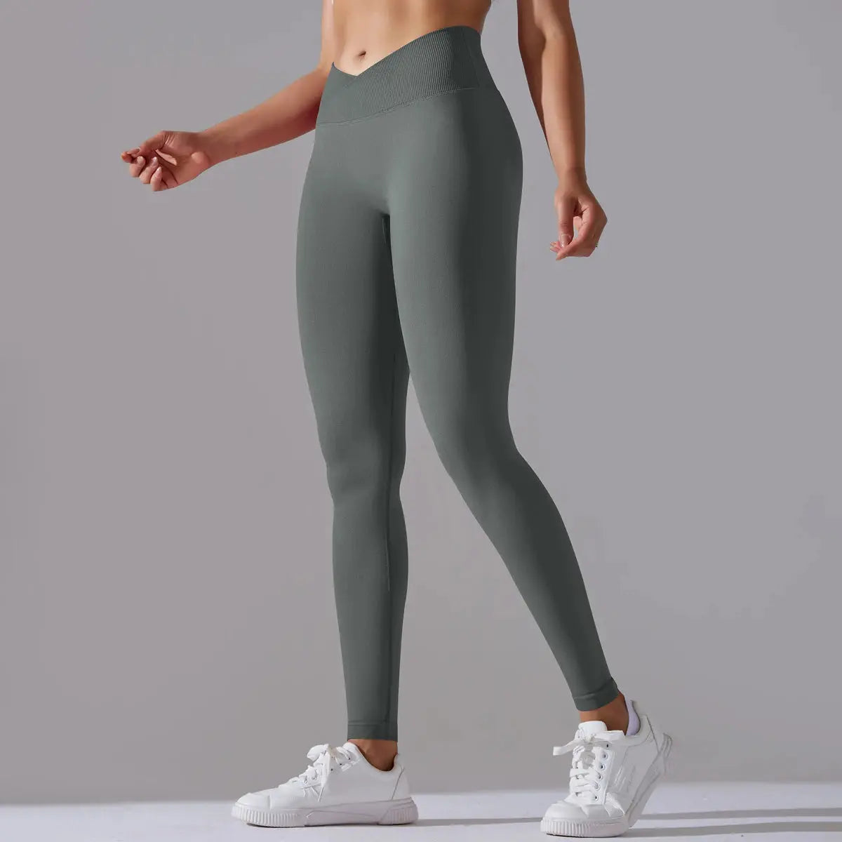Seamless Yoga Pant Cross Over Waistband Sports Fitness Legging Women High Waist Gym Scrunch Butt Running Workout Leggings luxecrown.co.uk