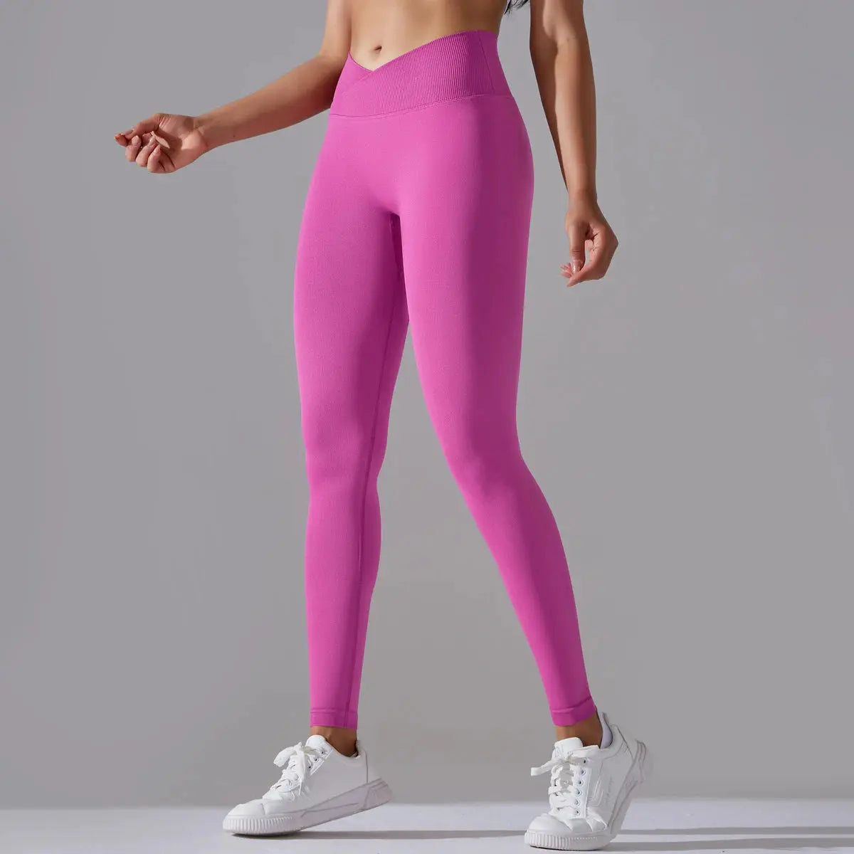 Seamless Yoga Pant Cross Over Waistband Sports Fitness Legging Women High Waist Gym Scrunch Butt Running Workout Leggings luxecrown.co.uk
