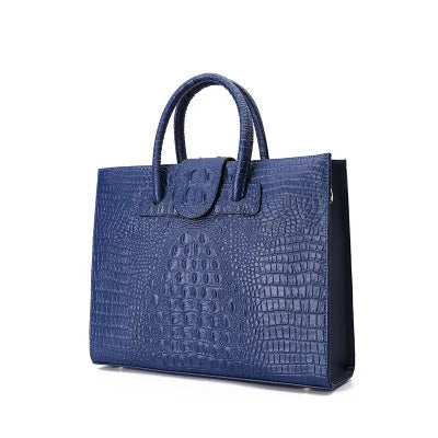New Fashion Luxury Crocodile Pattern Women's Real Leather OL Handbags Genuine Leather Ladies Shoulder Bag Business Computer Bags luxecrown.co.uk