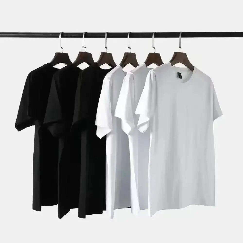 2026 Summer Men's T-shirt Short Sleeve Pure Cotton T-shirt Summer Slim Fit Full Cotton Half Sleeve Round Neck Breathable Trend luxecrown.co.uk
