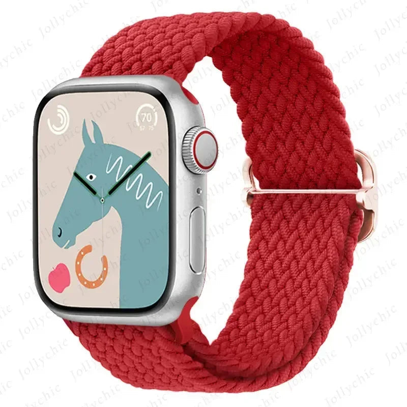 Braided Loop Strap For Apple Watch Band 42/46mm 45/41mm 38/40mm 44mm 49mm Nylon Solo Bracelet iWatch series 10 9 se 8 7 6 Ultra2 luxecrown.co.uk