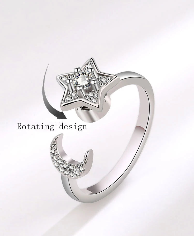 VENTFILLE 925 Sterling Silver Sunflower Diamond Zircon Rotatable Ring For Women Gift Relieve Stress Ring Jewelry Wholesale Streetsharks