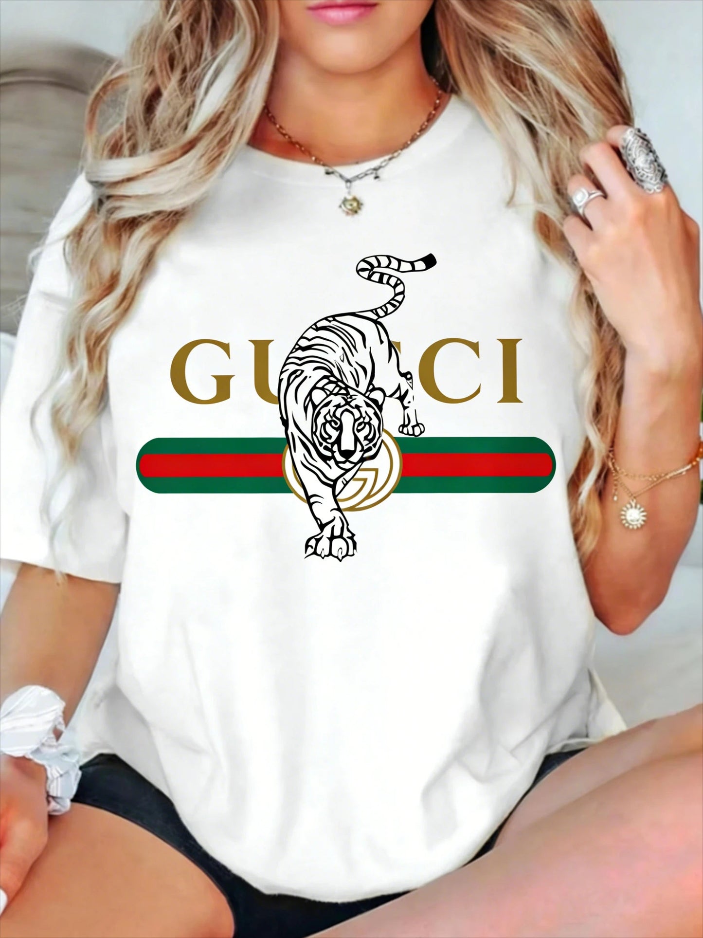 2026 New Letter Printing Short-sleeved Women T-shirt Trendy Temperament Casual Versatile Short-sleeved Clothing Heavy luxecrown.co.uk