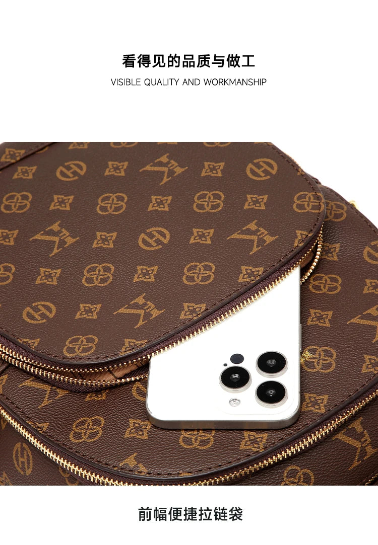 Mkf Genuine Vintage Retro Casual Backpack for Women, Original Design Niche Women's Bag, Large Capacity Travel Trendy Bag luxecrown.co.uk