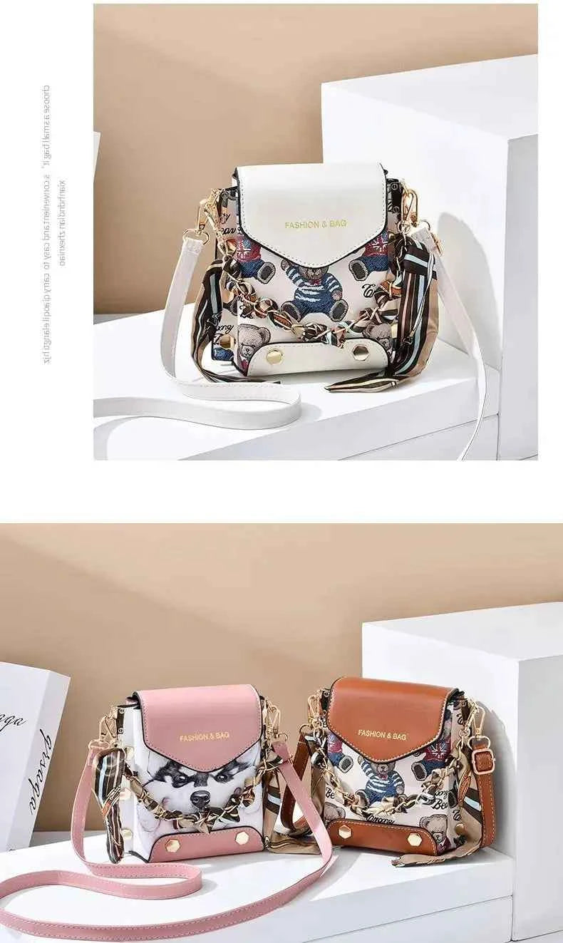 New Faion Women's Mobile Phone Menger Bag Pur Double oulder Bag PU Leather No Brand Registered Trademark