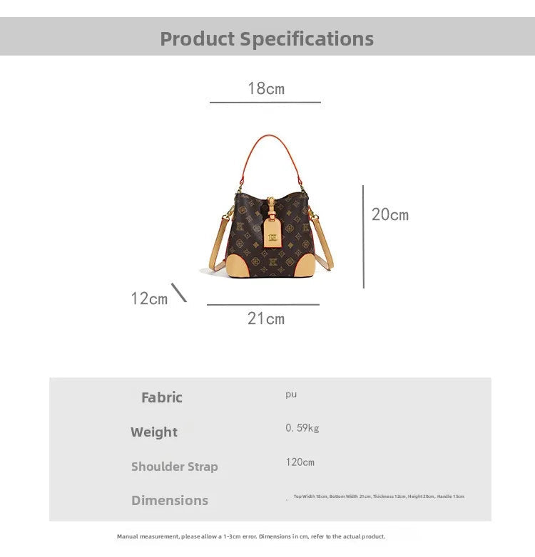 High-End Large Capacity Bucket Bag Women's Fashion Luxury Retro Floral Print Single Shoulder Bag Vintage Style PU Material luxecrown.co.uk
