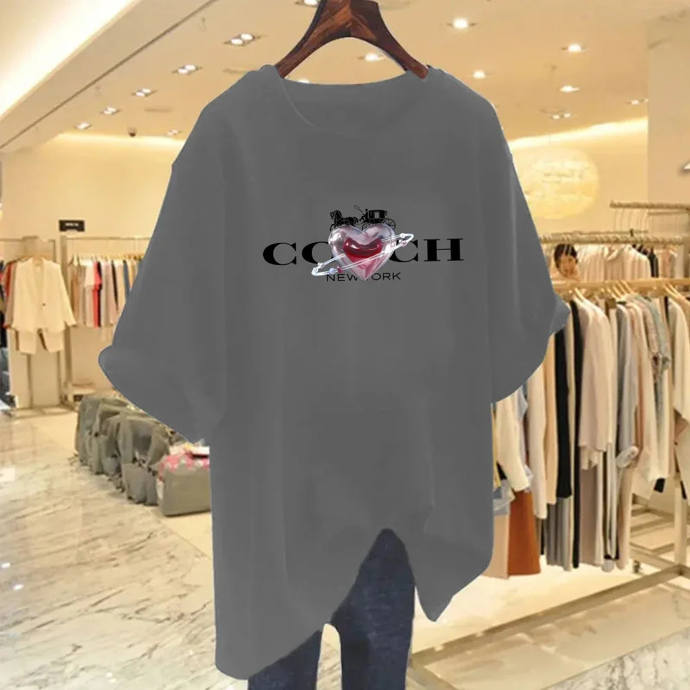2024 Summer Women's Sports Top Cotton Luxury T-shirts Harajuku Bottoming Fashion Clothing Brand Short-sleeved Camiseta Mujer Streetsharks
