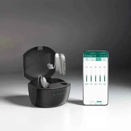 Self-Fitting OTC Hearing Aids, Mild to Moderate Hearing Loss, Bluetooth Hearing Aid with Invisible Fit Noise Reduction