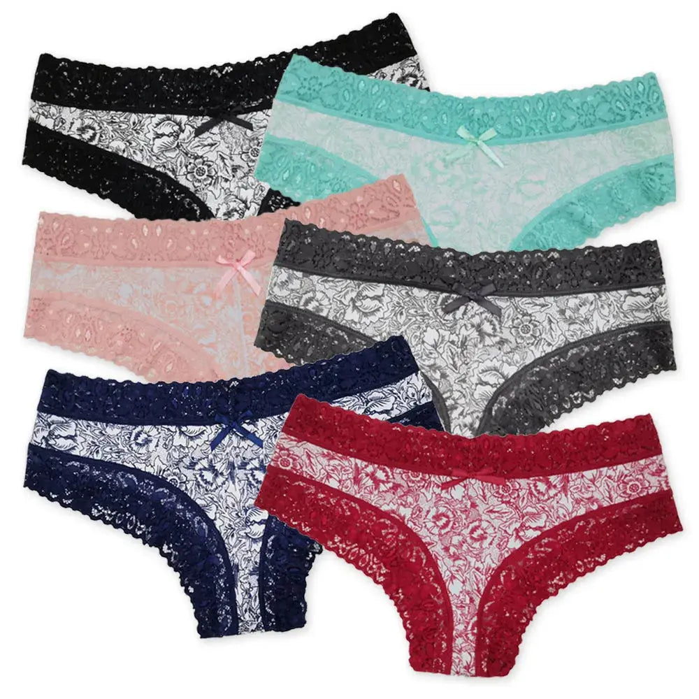 Sexy Lace Women Panties Cotton Underwear Girls Bow Briefs New Ladies Bikini 5 Pcs/set Streetsharks