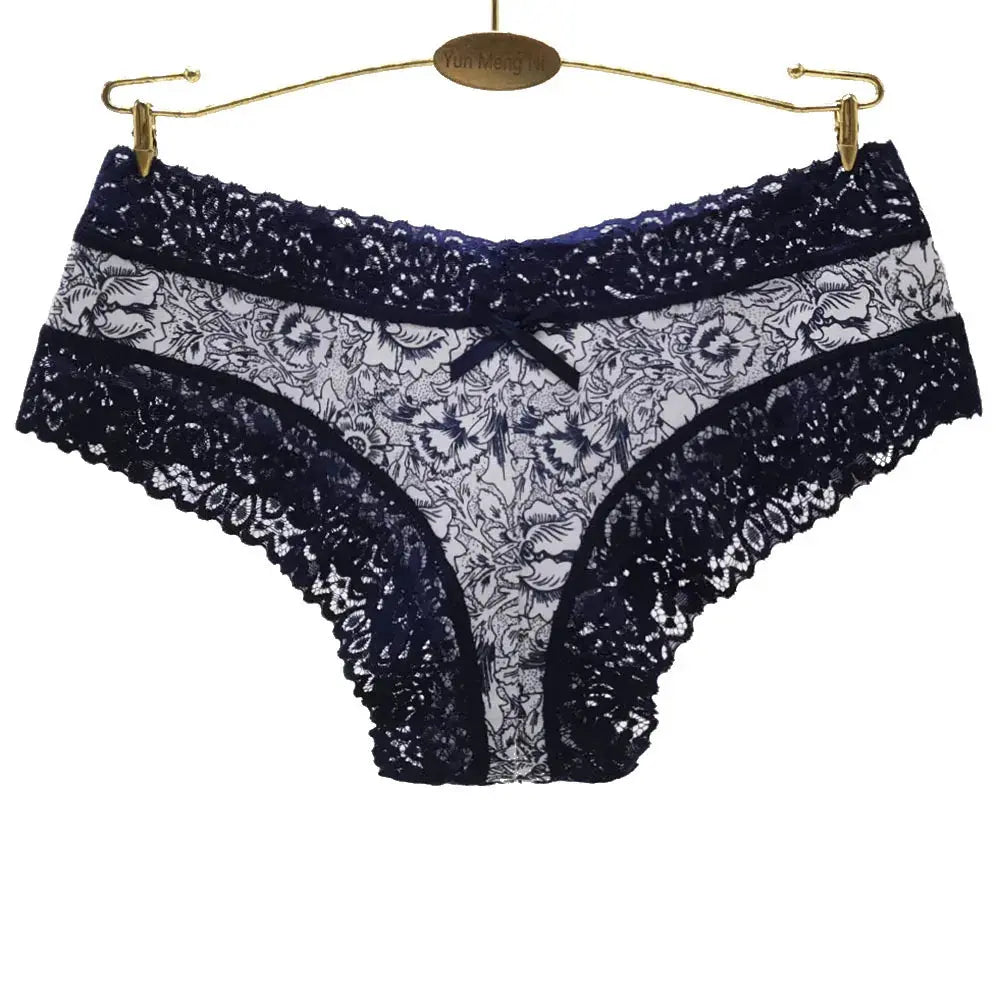 Sexy Lace Women Panties Cotton Underwear Girls Bow Briefs New Ladies Bikini 5 Pcs/set Streetsharks