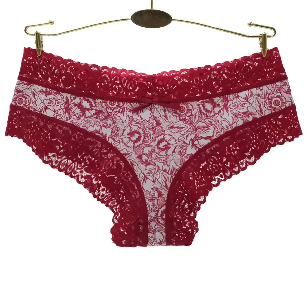 Sexy Lace Women Panties Cotton Underwear Girls Bow Briefs New Ladies Bikini 5 Pcs/set Streetsharks