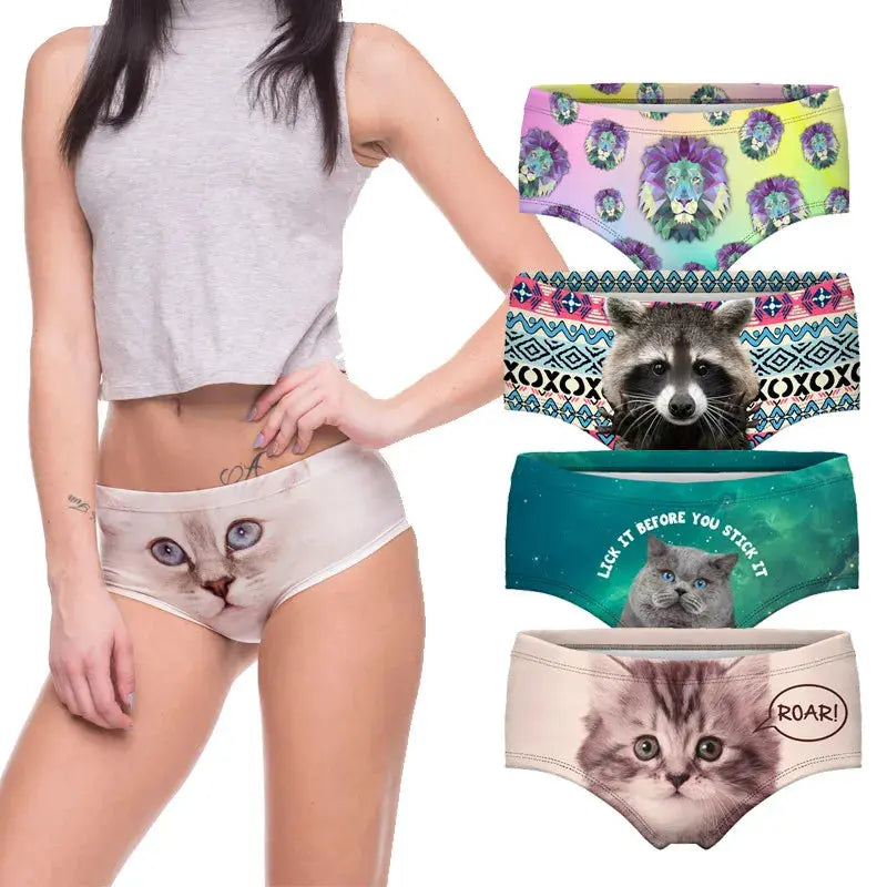 Sexy Panties 2021 Wholesale Pink 3d Print Cat  Underwear Women panties Seamless Briefs ropa interior mujer  lingerie Streetsharks