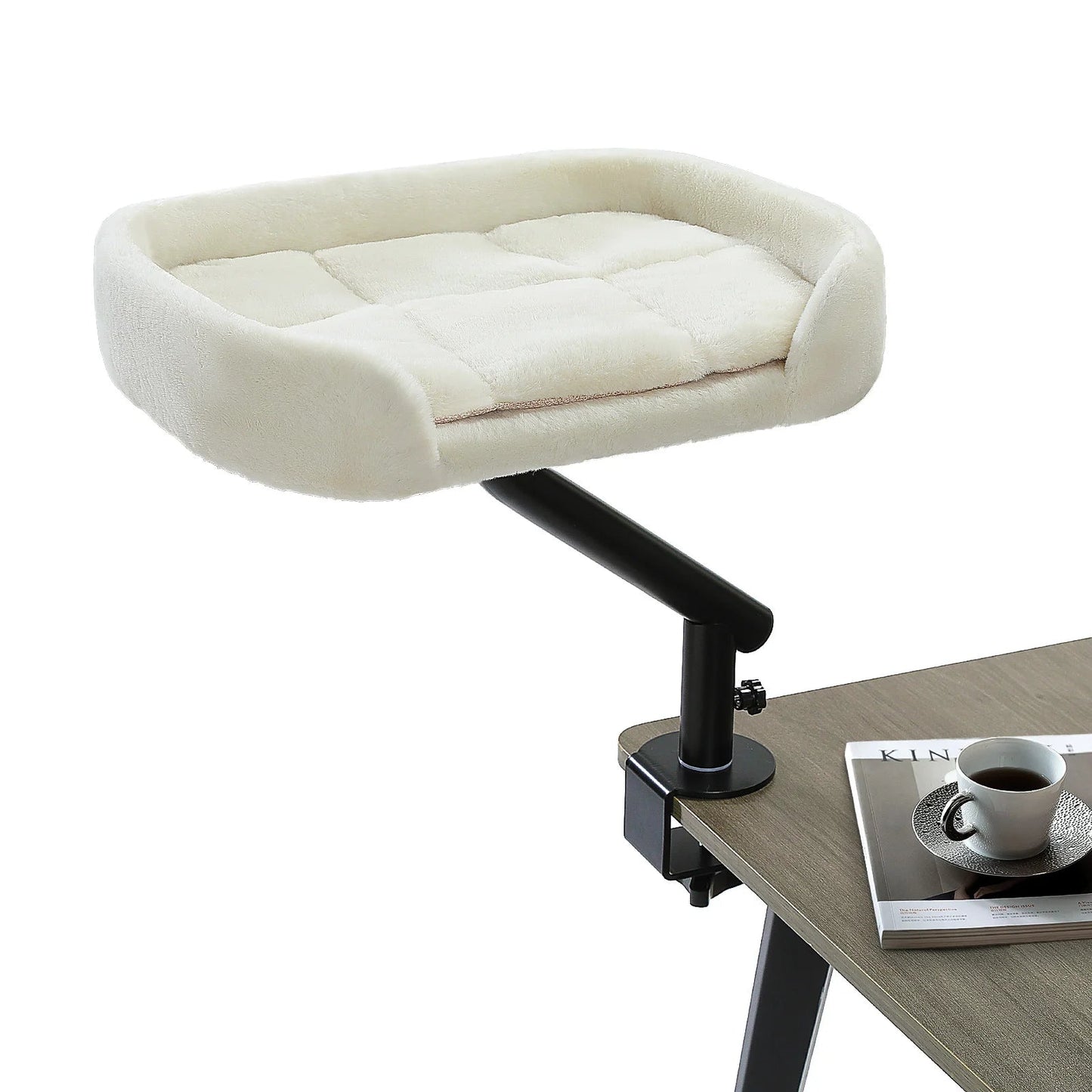 Cat Desk Bed, 360° Rotatable Cat Bed Stand for Indoor Cats, Adjustable Cat Basket, Cats Hammock for Table, Soft Cat Bed for Desk luxecrown.co.uk