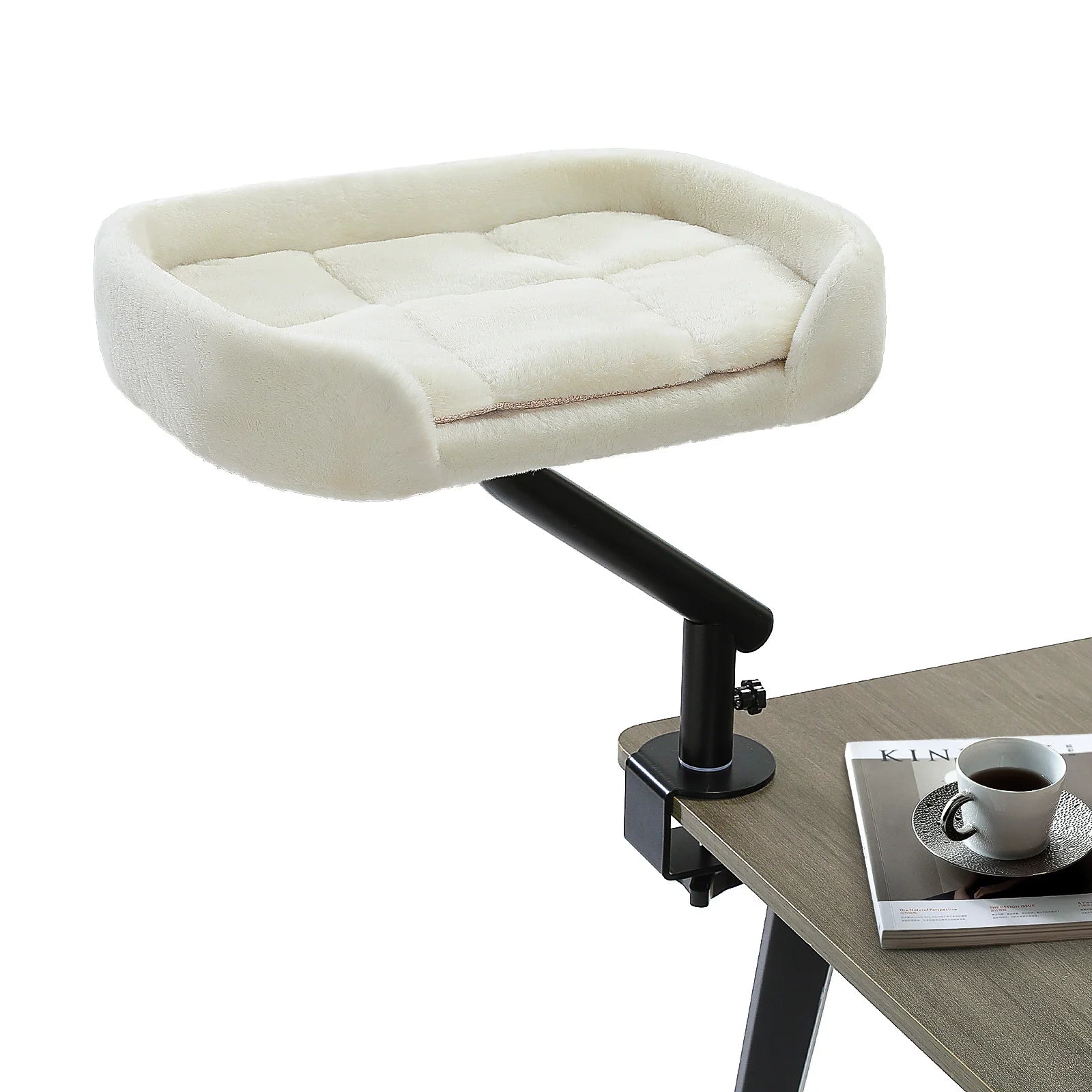 Cat Desk Bed, 360° Rotatable Cat Bed Stand for Indoor Cats, Adjustable Cat Basket, Cats Hammock for Table, Soft Cat Bed for Desk luxecrown.co.uk