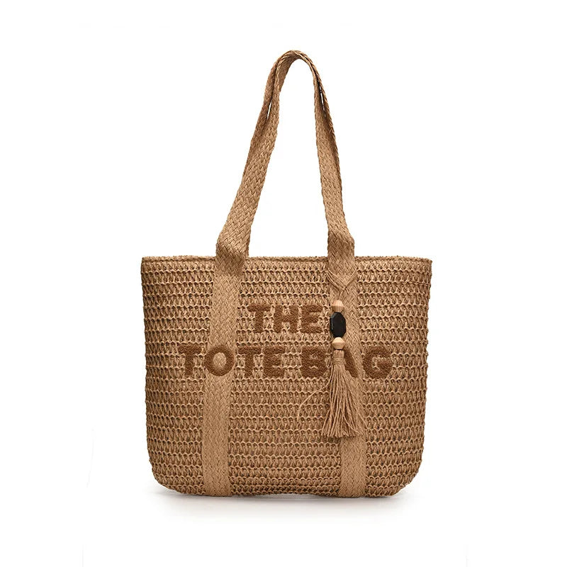 French Style Large Capacity Woven Straw Woven Bag for Women New Beach Vacation Shoulder Bag Casual Commuting Tote Bag Purse luxecrown.co.uk