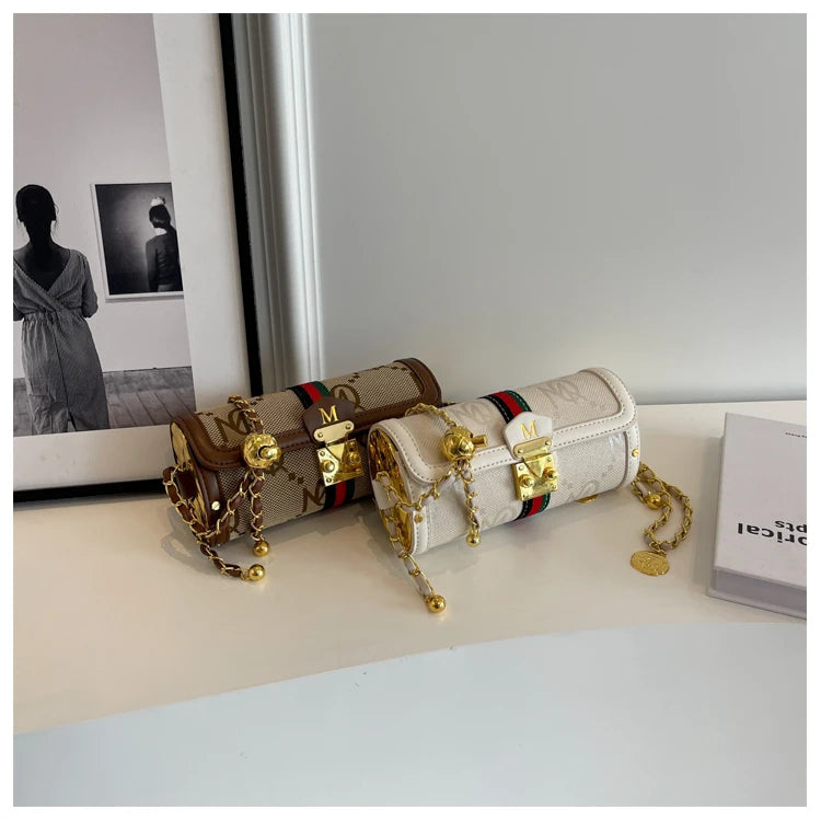 Fashionable Chain Strap Cylinder Bag Women's Bag Versatile Shoulder Crossbody Bag High Quality Korean Style Daily Use Bag luxecrown.co.uk
