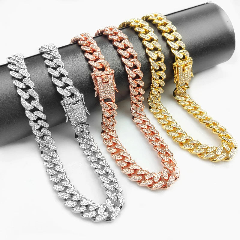 Fashion Jewelry Accessories Gold Cuban Chain Cat Collar Luxury Crystal Rhinestone Pet Kitten Necklace for Cats luxecrown.co.uk
