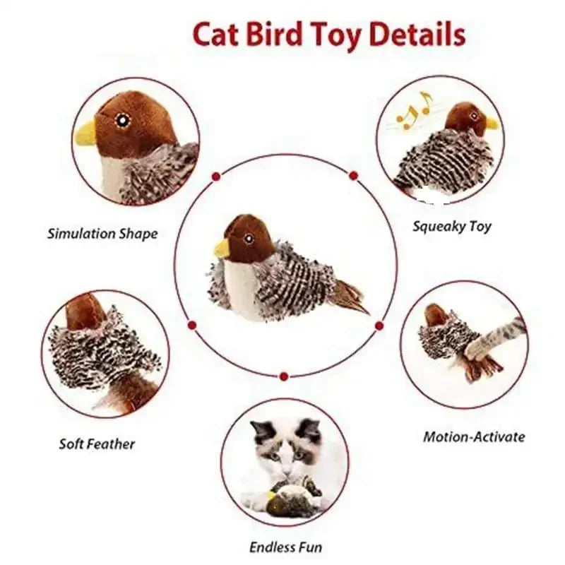 Flapping Bird Cat Toy, Interactive Flappy Bird Cat Toy Bird Toy for Cats, Simulated Chirping Bird Cat Toy, Interactive Cat Toy Streetsharks