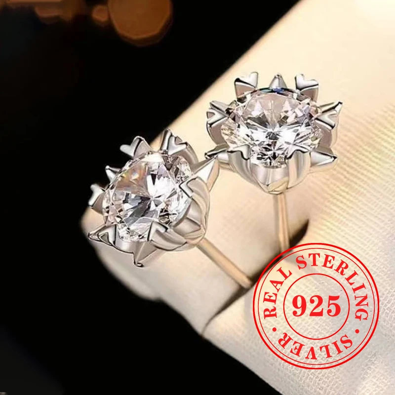 Huitan 925 Sterling Silver Shining White Cubic Zirconia Stud Earrings Luxury High Quality Jewelry Women Wedding Eternity Jewelry Streetsharks