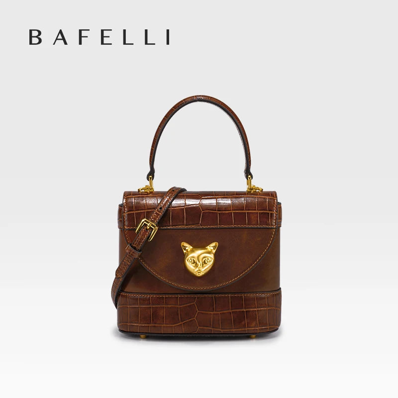 BAFELLI HANDBAG 2026 WOMEN'S NEW CROSSBODY LEATHER PURSE EVENING BAG CROCODILE GRAIN DESIGNER BUCKET CAT LUXURY BRAND FASHION luxecrown.co.uk