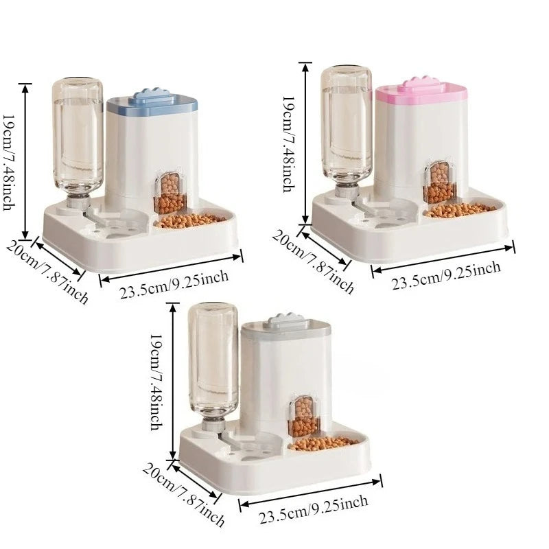 Automatic Cat & Dog Water Dispenser with Integrated Food Basin No Batteries Needed,Automatic Pet Feeder One-Piece Design luxecrown.co.uk