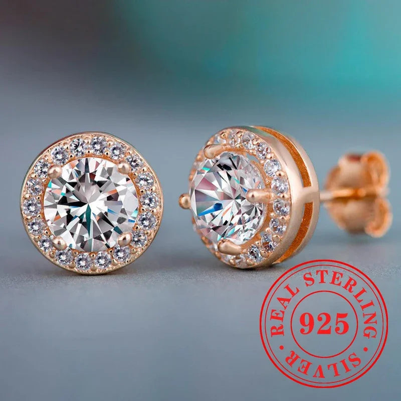 Huitan 925 Sterling Silver Shining White Cubic Zirconia Stud Earrings Luxury High Quality Jewelry Women Wedding Eternity Jewelry Streetsharks