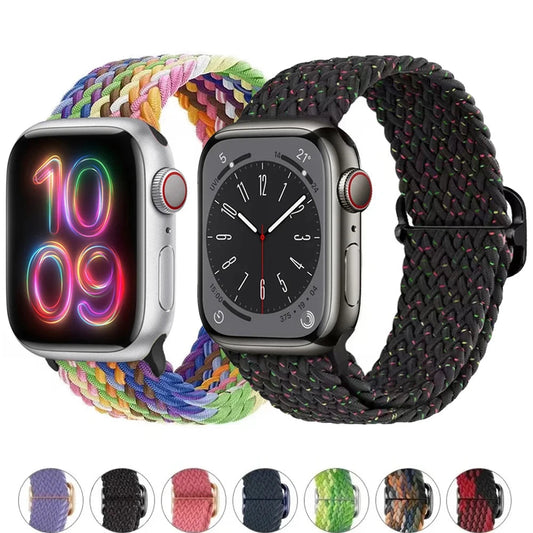 Braided Solo Loop Strap For Apple watch band 44mm 40mm 49mm 45mm 41mm Elastic Nylon bracelet iWatch series 8 3 se 6 7 Ultra 2 9 luxecrown.co.uk