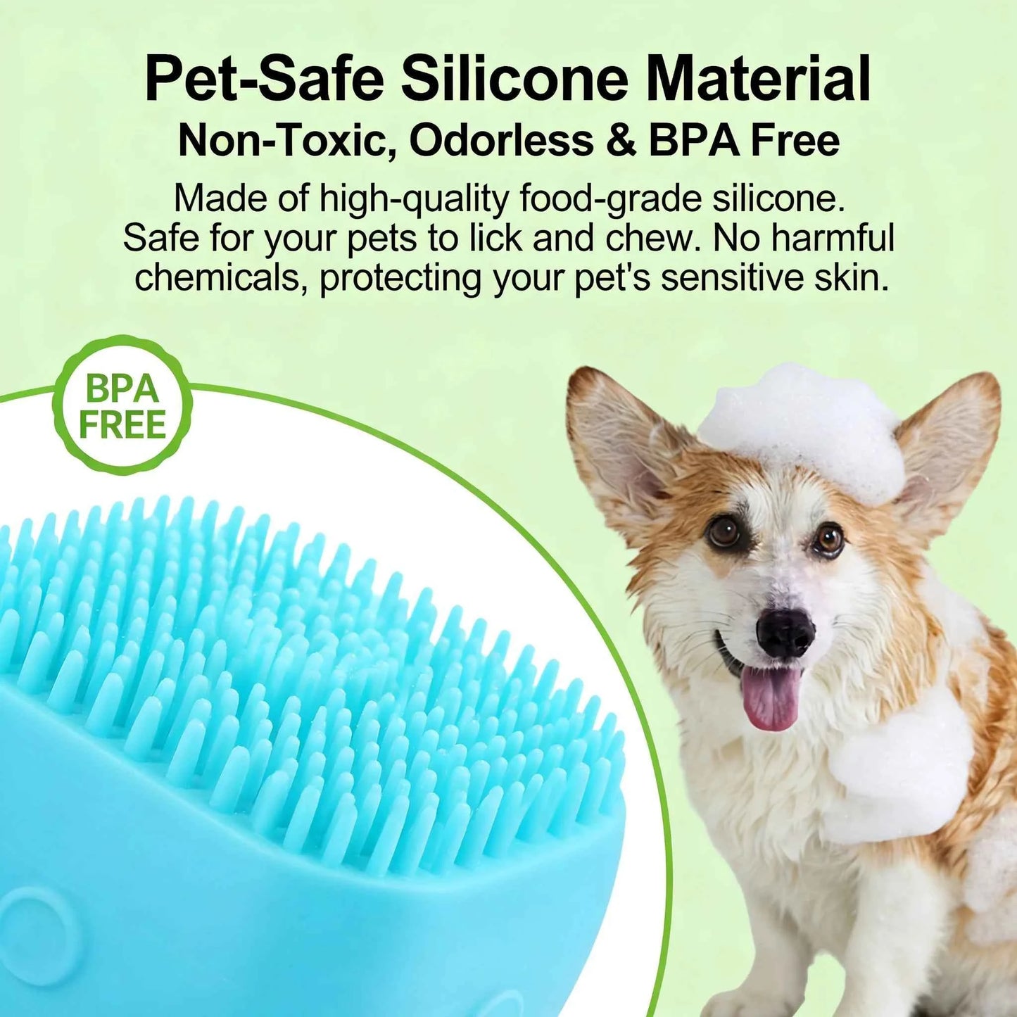 2-In-1 Pet Bath & Massage Brush With Shampoo Storage Silicone Dog Cat Grooming Tool For Puppy Kitten Sensitive Skin luxecrown.co.uk