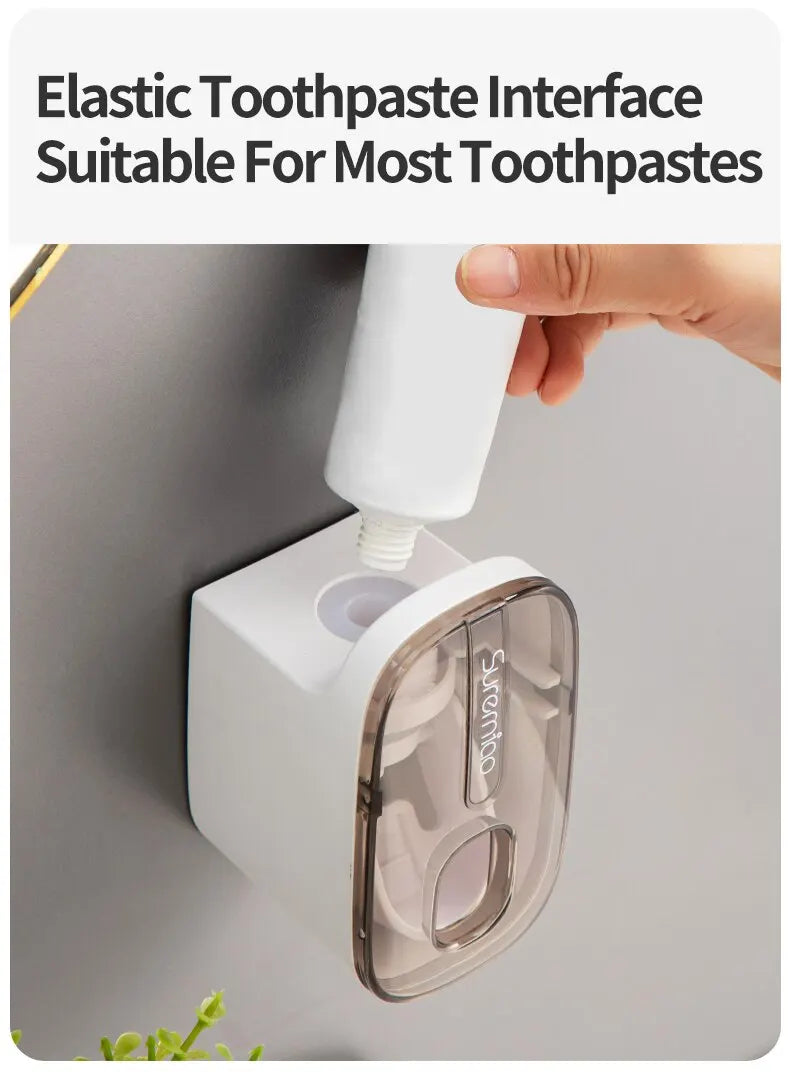 1 PCS Automatic Toothpaste Dispenser Bathroom Accessories Wall Mount Lazy Toothpaste Squeezer Toothbrush Holder Streetsharks