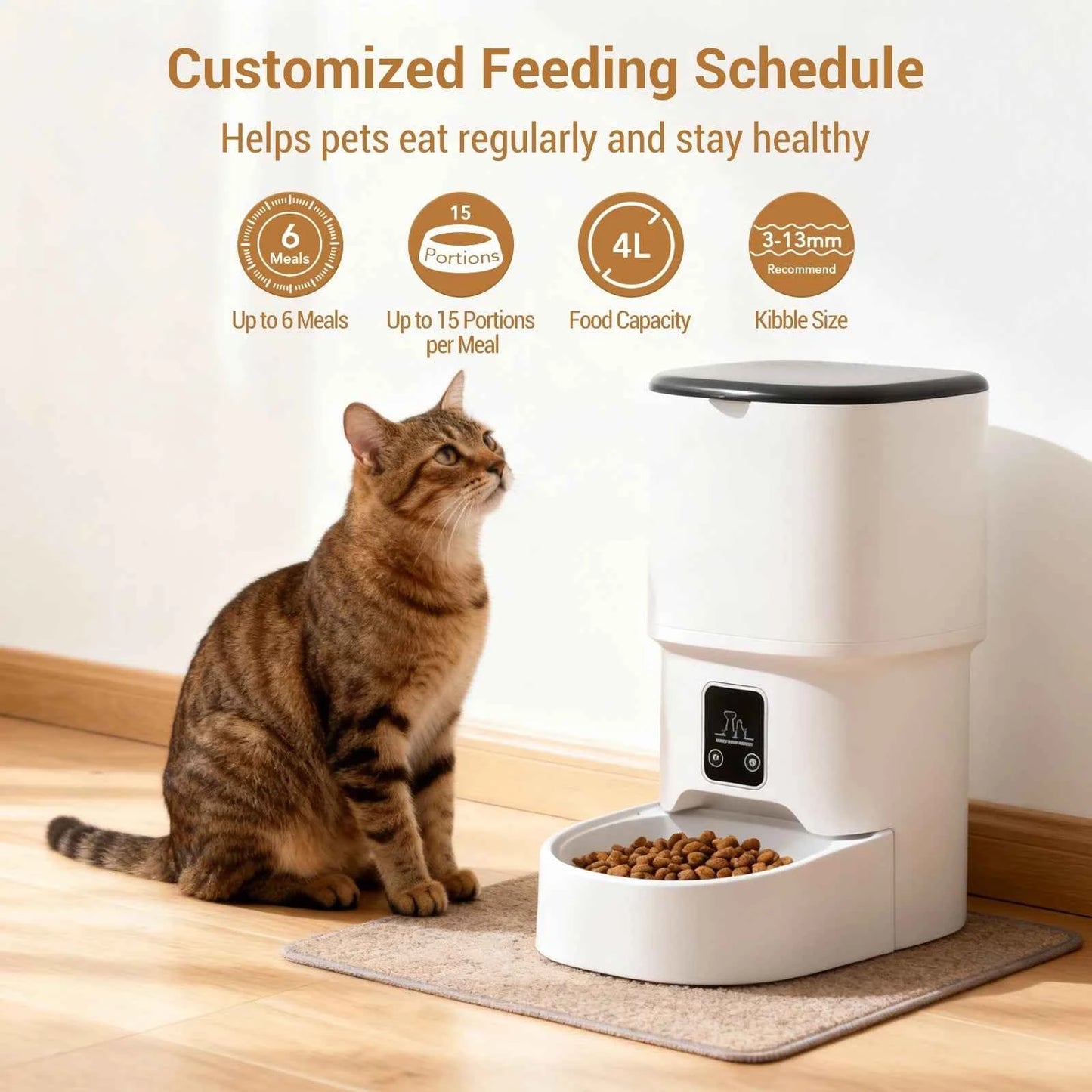 4L Automatic Cat Feeder with Timer Up to 6 Meals Per Day,Portion Control,Button Control for Cats & Small Dogs Pet Products luxecrown.co.uk