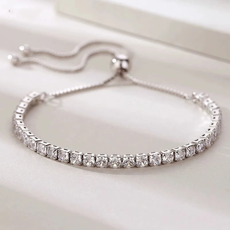 925 Sterling Silver Zircon Bracelet For Women Luxury Handy Adjustable New Ladies Jewelry Birthday Party Fashion Jewelry Gift Streetsharks