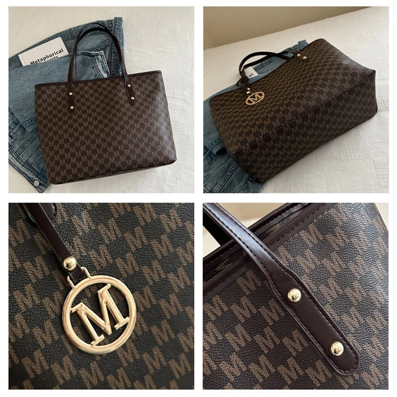 Letter Print Fashion Shoulder Bag Versatile Large Capacity Handbag Luxury Brand Bag Clutch Bag Retro Trend Commuter Tote Bag luxecrown.co.uk