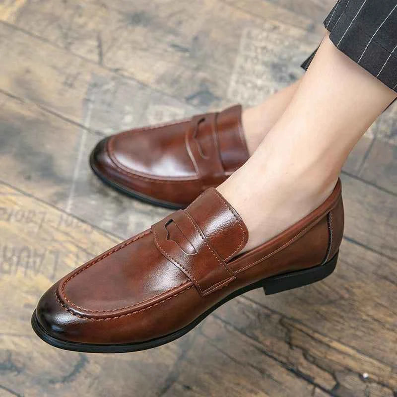 Men Casual Leather Shoes Dress Leather Loafers Men Classic Casual Business Shoes Trend Formal Party Social Leather Shoes Male luxecrown.co.uk