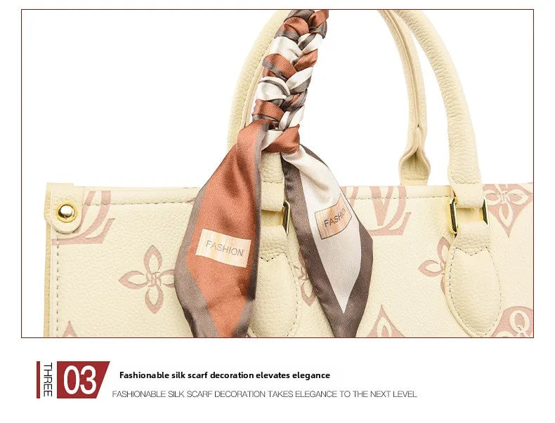 Fashionable Large Capacity Tote Bag 2025 New Style Simple Urban PU Ladies Handbag Commuter Daily Use Contrast Color Embossed luxecrown.co.uk
