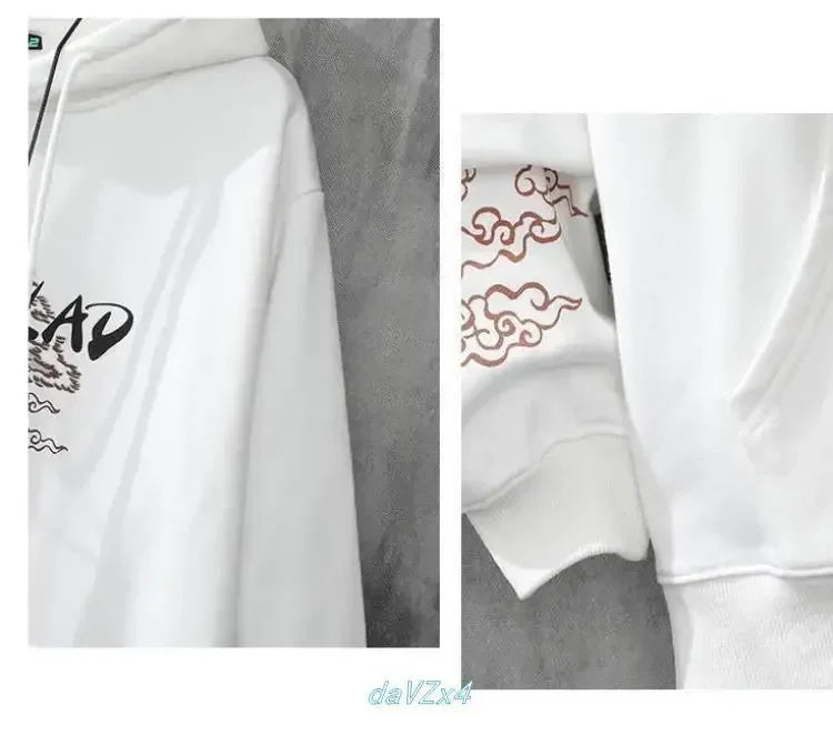 2024 Spring and Autumn Chinese Couple Hoodie Harajuku Style Men's Sweatshirt Loose Hoodie Fashion Y2k Hip Hop Student Hoodie Men Streetsharks