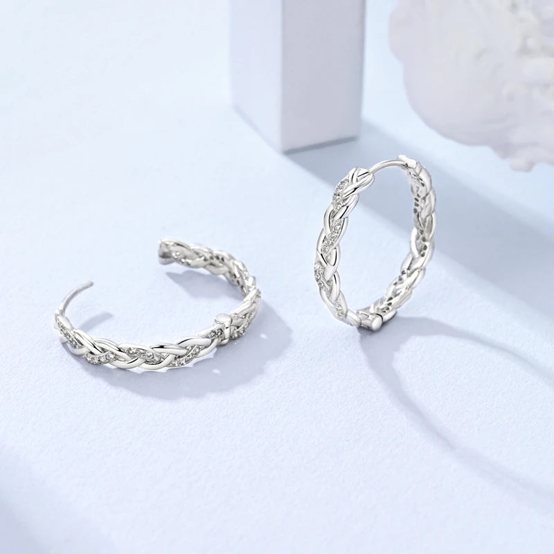 2025 Original 925 Sterling Silver Hoop Earring Zirconia Irregularity Stud Earring For Women Engagement Birthday Jewelry Gift Streetsharks