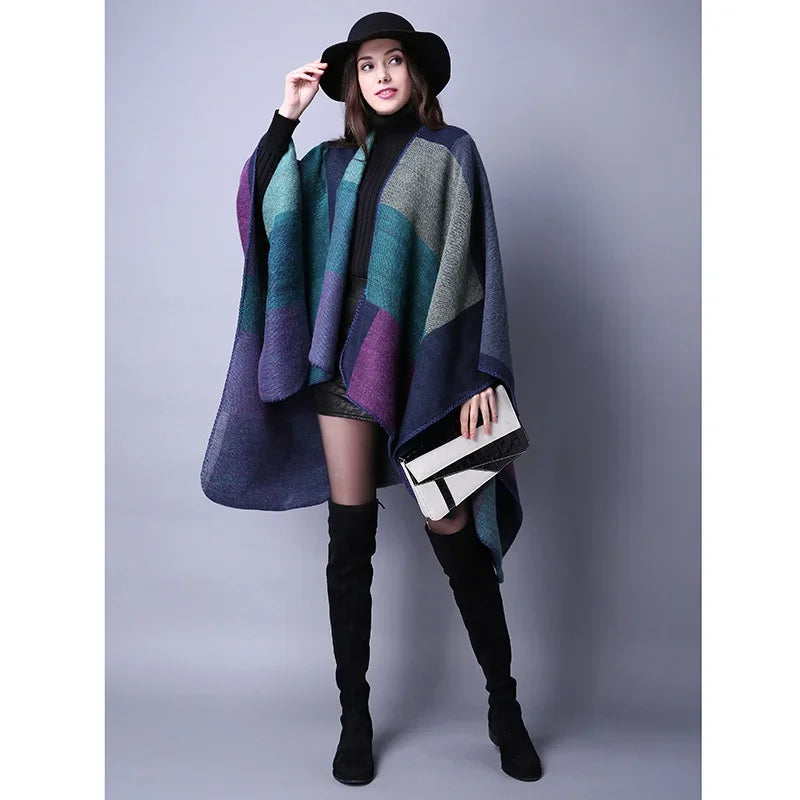 Winter Fashion Poncho Women Capes Scarf Imitation Cashmere Ladies Scarves Warm Shawls Wraps Woman Ponchos Bufanda Mujer Foulard luxecrown.co.uk