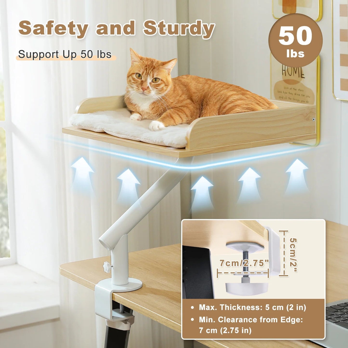 Cat Desk Bed, 360° Rotatable Cat Bed Stand for Indoor Cats, Adjustable Cat Basket, Cats Hammock for Table, Soft Cat Bed for Desk luxecrown.co.uk