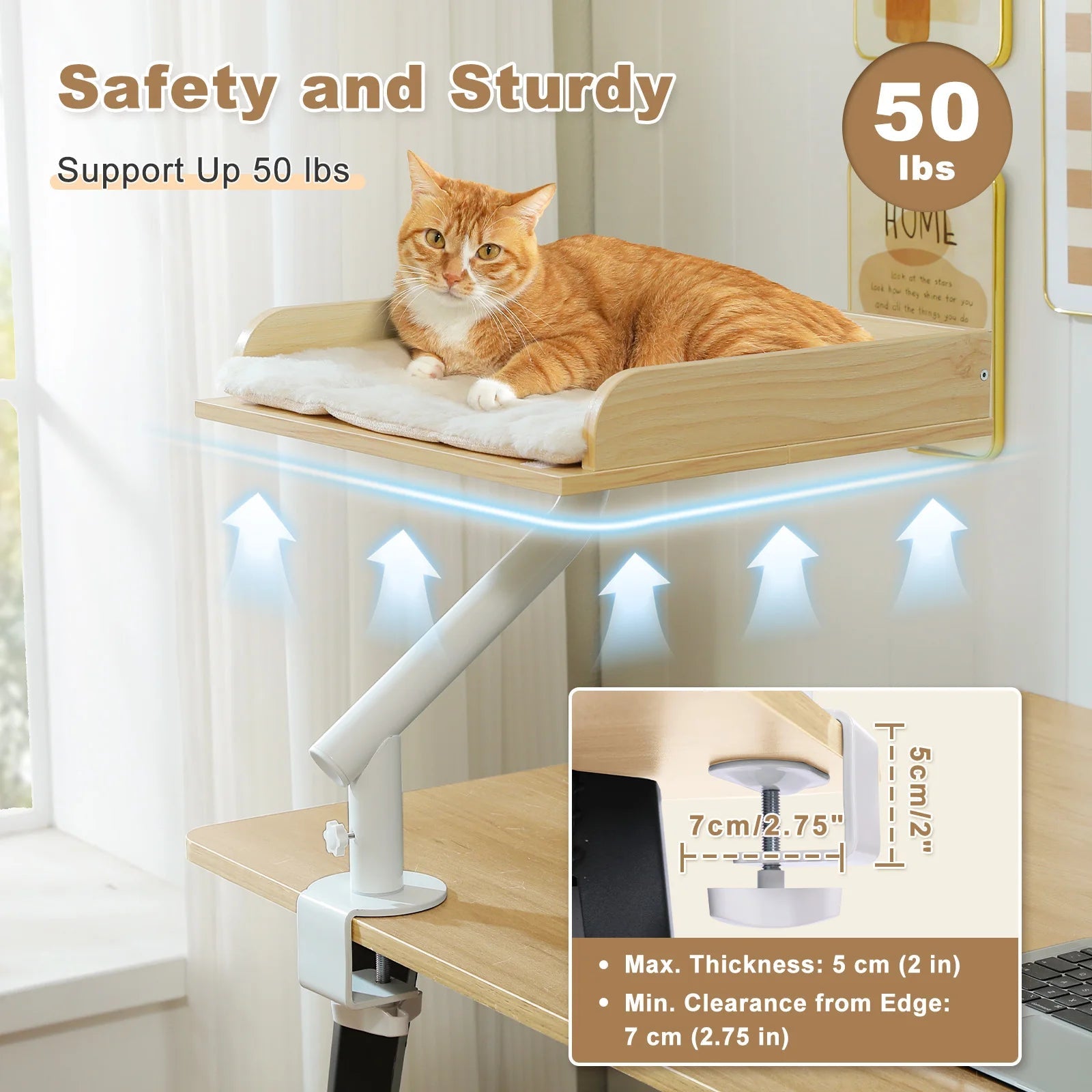 Cat Desk Bed, 360° Rotatable Cat Bed Stand for Indoor Cats, Adjustable Cat Basket, Cats Hammock for Table, Soft Cat Bed for Desk luxecrown.co.uk