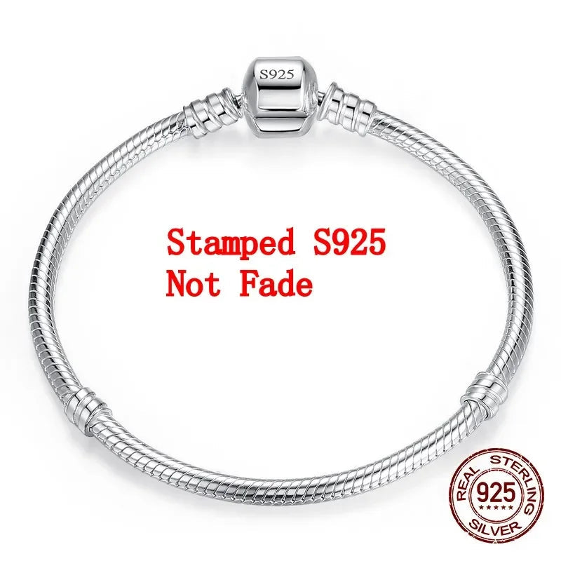 Luxury Handmade Original Fine Jewelry 925 Sterling Silver Charm Bracelet Soft Smooth Snake Bone Bracelets for Women Streetsharks