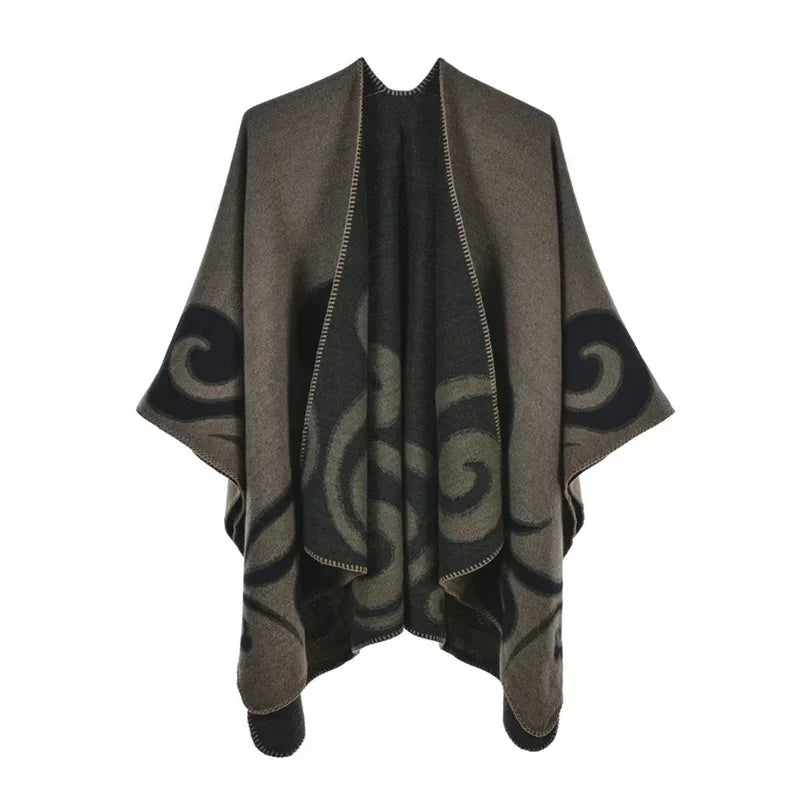 Winter Fashion Poncho Women Capes Scarf Imitation Cashmere Ladies Scarves Warm Shawls Wraps Woman Ponchos Bufanda Mujer Foulard luxecrown.co.uk