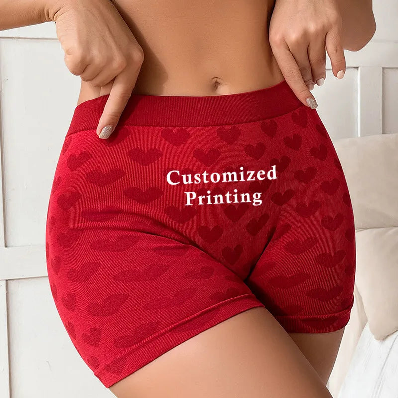 Your Own Logo Text Professional Custom Panties Love Heart Pink Knitting Underwear High-waisted Comfortable Breathable Panties Streetsharks