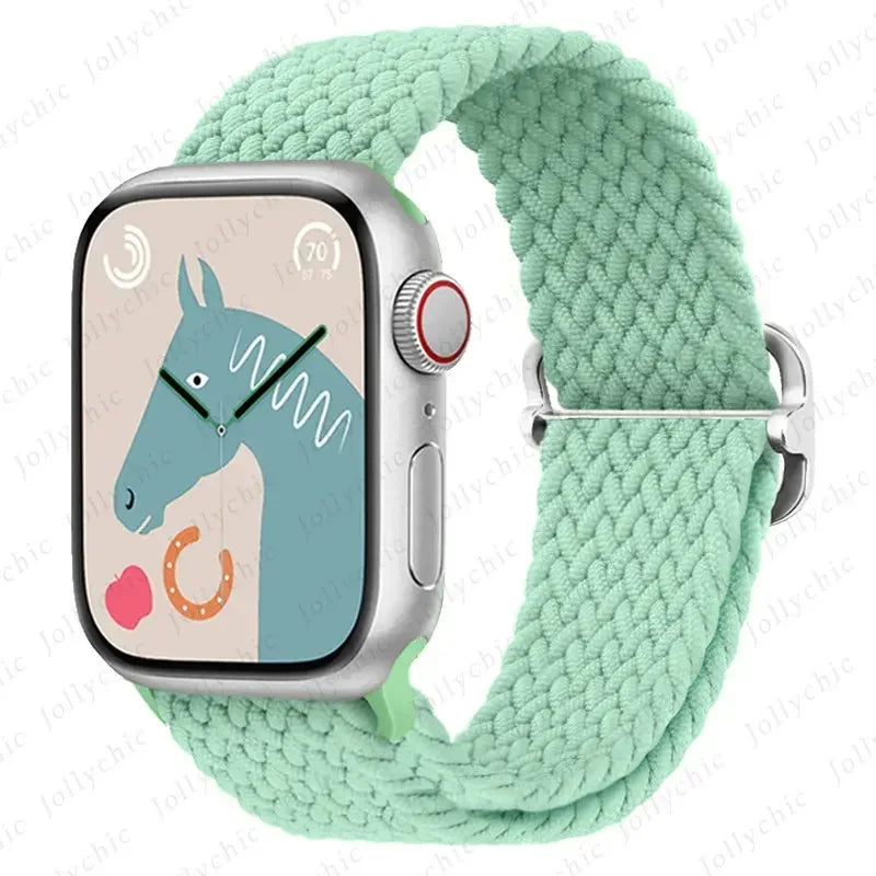 Braided Loop Strap For Apple Watch Band 42/46mm 45/41mm 38/40mm 44mm 49mm Nylon Solo Bracelet iWatch series 10 9 se 8 7 6 Ultra2 luxecrown.co.uk