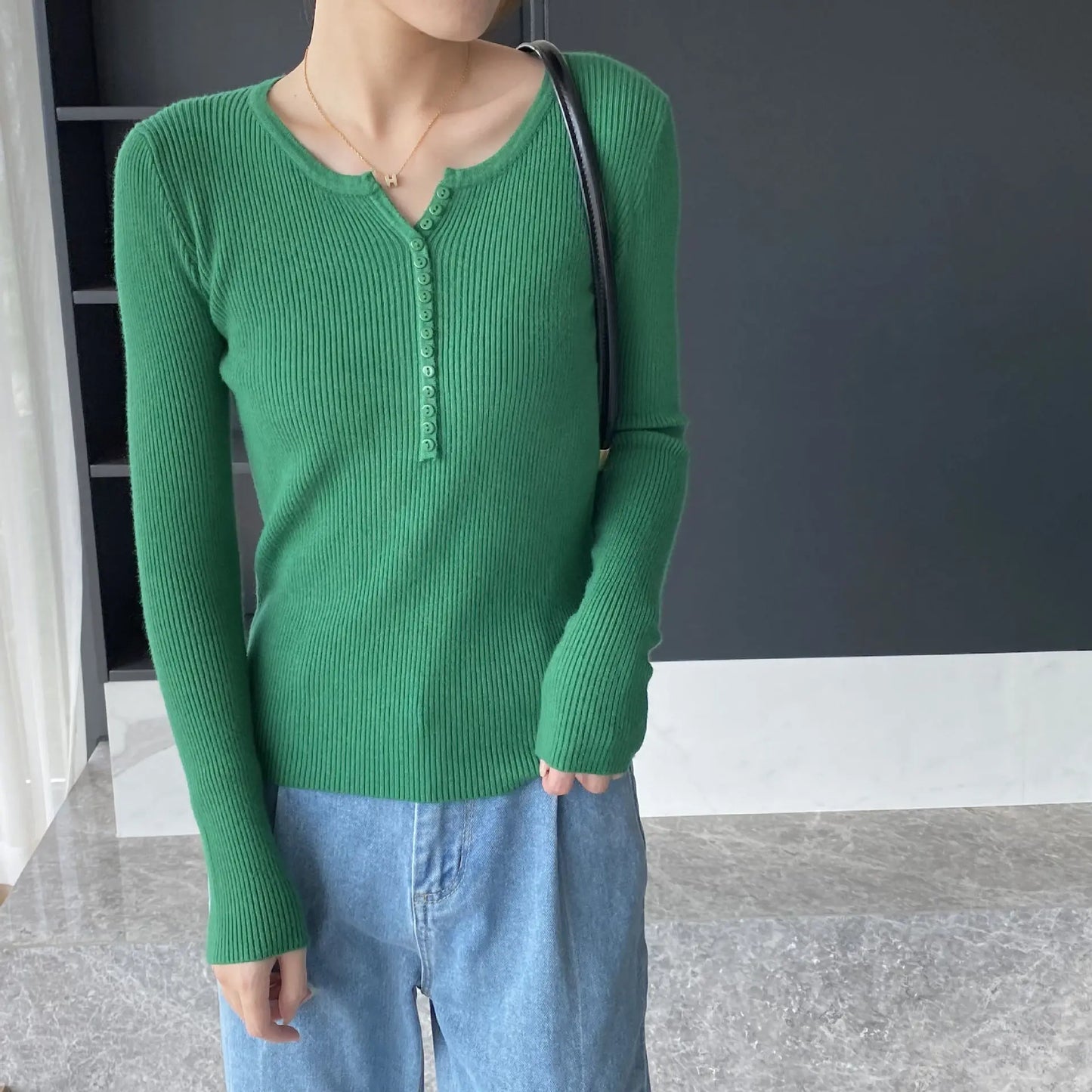2026 Spring Autumn Basic Sweaters Knitted Women Sweater Button O-neck Pullovers Female Pullover Slim Solid Bold Stripes Tops